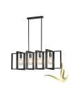 Modern black pendant chandelier with four bulbs, perfect for adding style and illumination to any space.