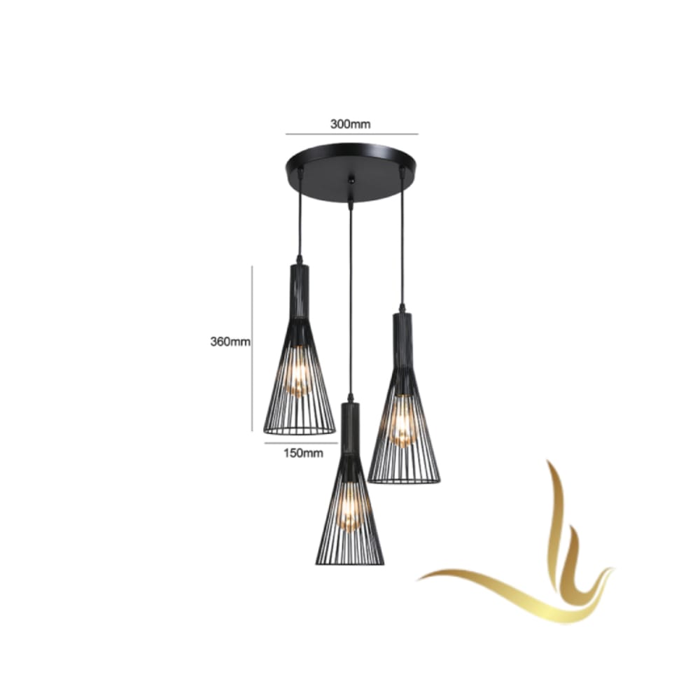 Lámpara Colgante Triple Negra - Imagen 2
