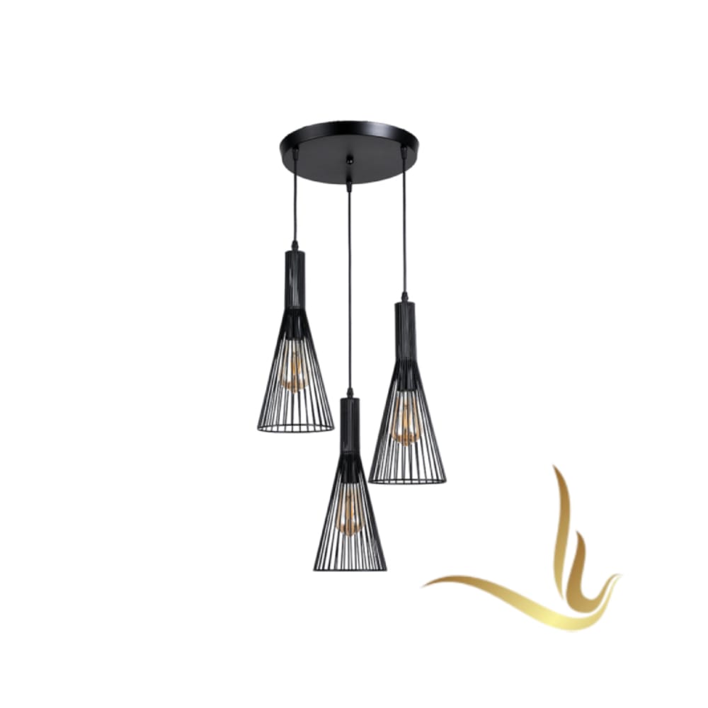 Lámpara Colgante Triple Negra