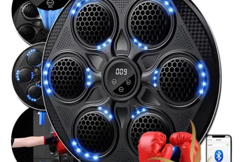 Smart boxing training pad with LED lights and Bluetooth connectivity for interactive workouts and skill enhancement.