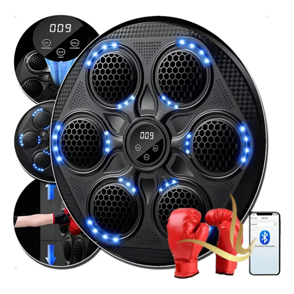 Smart boxing training pad with LED lights and Bluetooth connectivity for interactive workouts and skill enhancement.