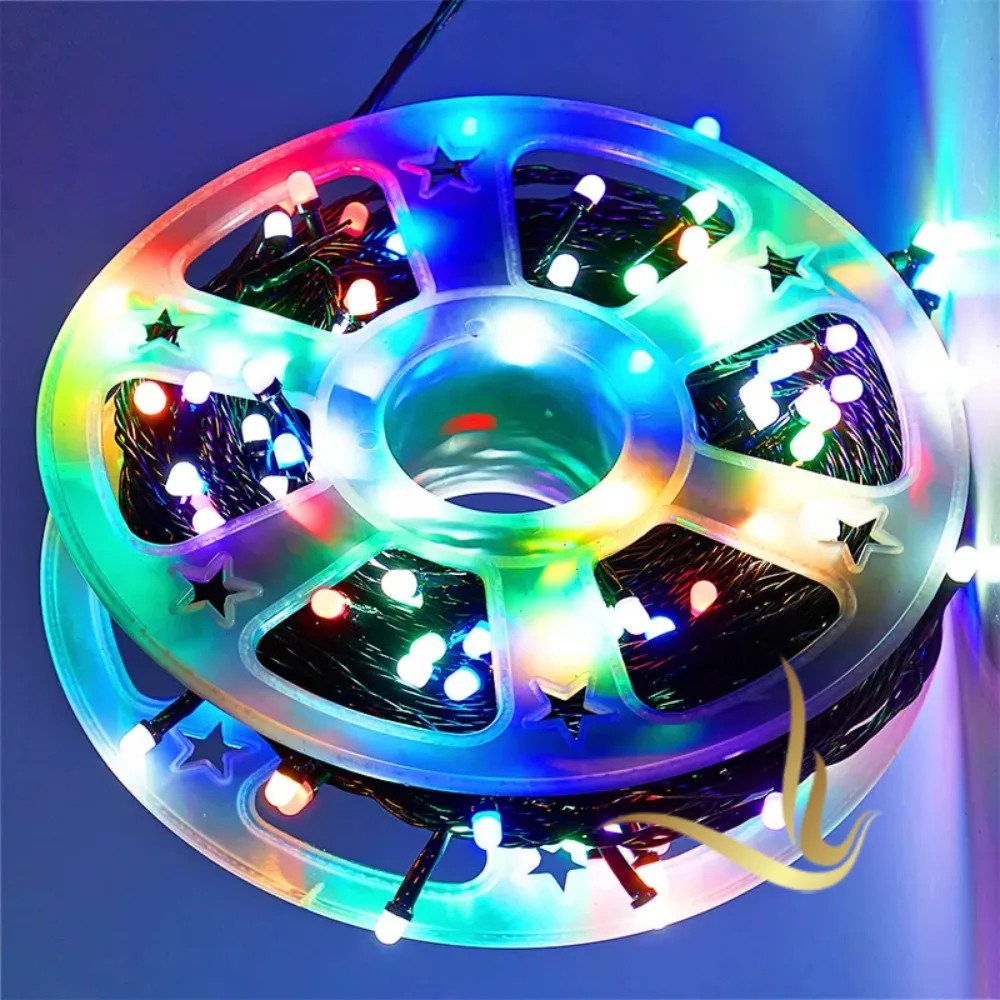 Colorful LED strip lights on a spool, perfect for creative decorating and enhancing any space with vibrant illumination.