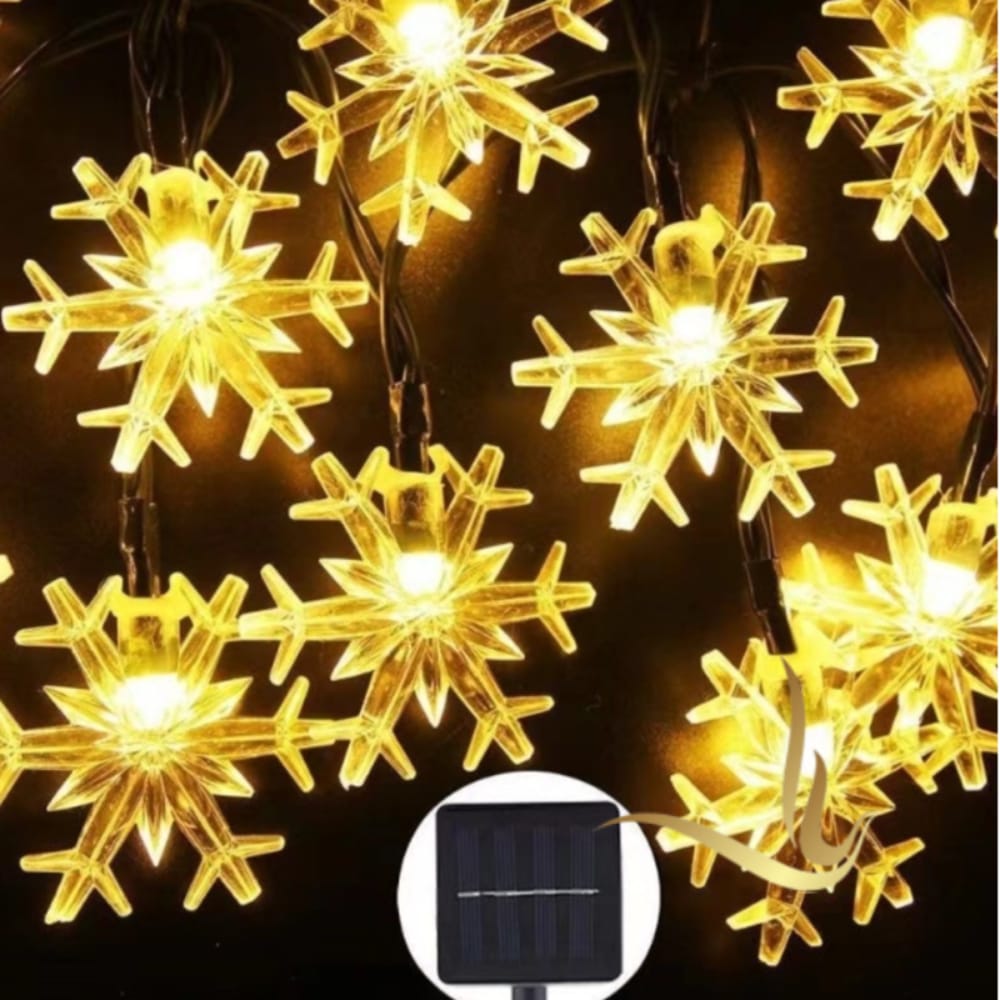 Luces LED Solares Navideñas Copo de Nieve (6.5m)