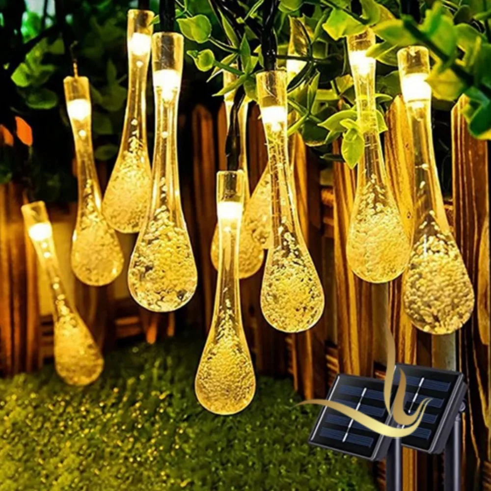 Luces LED Solares Navideñas Gotas de Agua (7m)