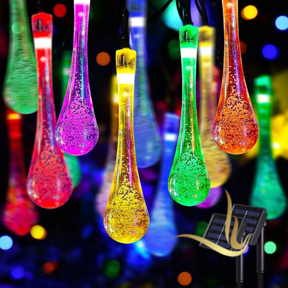 Luces LED Solares Navideñas Gotas de Agua (7m)